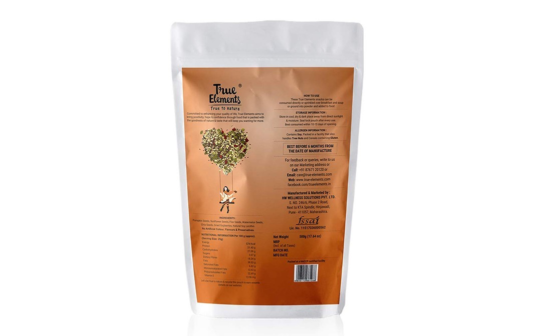 True Elements Antioxidant Mix Roasted Sunflower, Pumpkin, Flax, Watermelon, Chia & Gojiberries   Pack  500 grams
